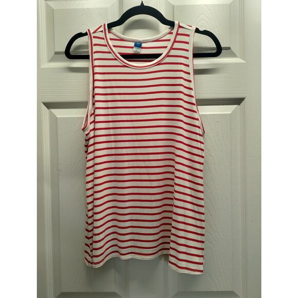 Old Navy NWT Women's Size Large Red & White Striped Luxe Super Soft Tank Top - Picture 1 of 6